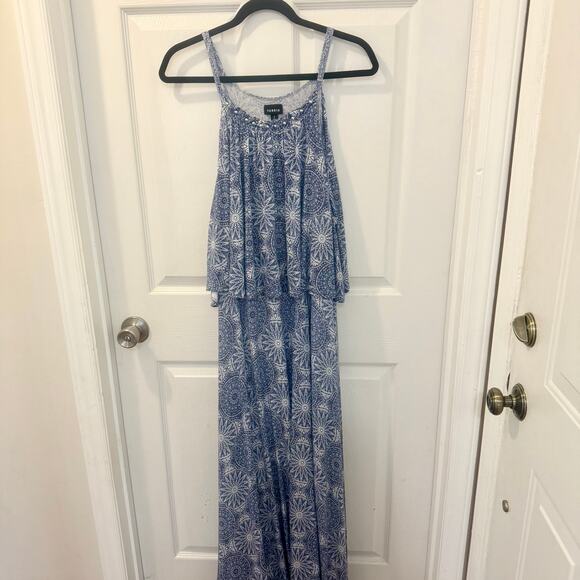 Torrid Medallion print jersey maxi dress 2 Paisley Blue White - Picture 8 of 8